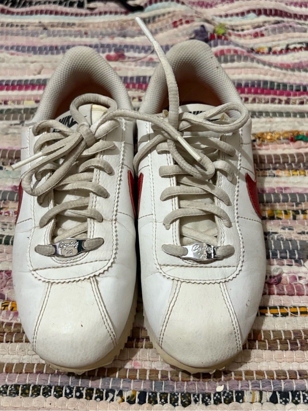 Nike Cortez White Leather Sneakers with Red Accents